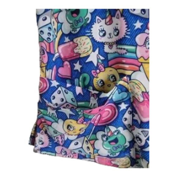NWOT | Strictly Scrubs | Candyland Dreams Royal 4-Pocket V-Neck Print Scrub Top - Picture 3 of 5